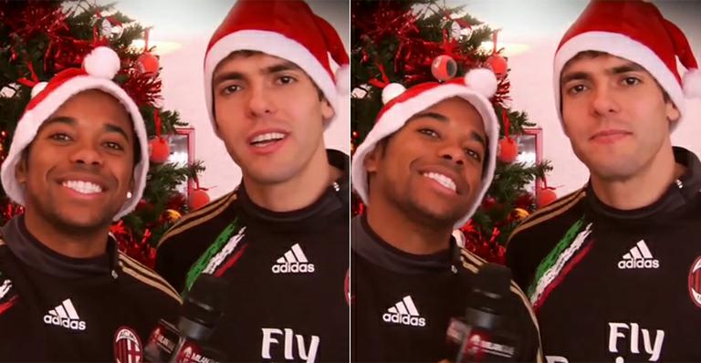 Em vídeo, Kaká e Robinho desejam boas festas aos fãs