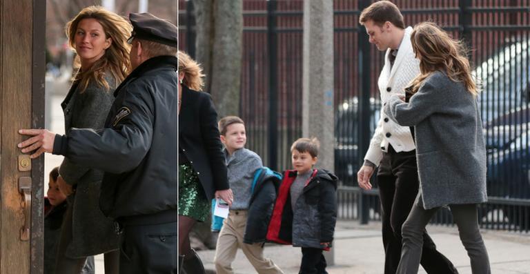 Gisele Bündchen assiste à sinfonia de Natal com filho e enteado