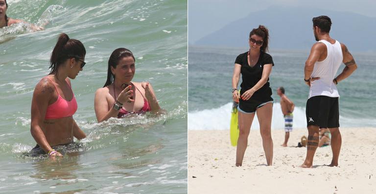 Giovanna Antonelli faz exercícios e se refresca na praia