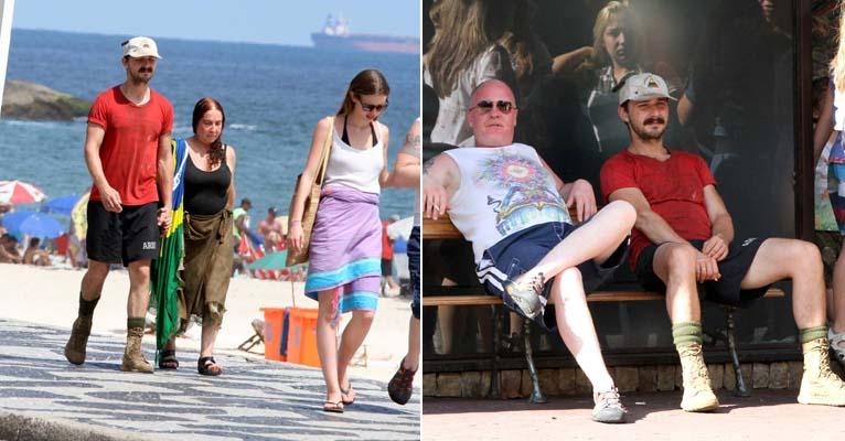 Com visual desleixado, Shia LaBeouf passeia em Ipanema