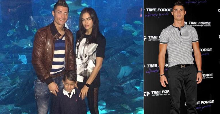 Com a namorada, Cristiano Ronaldo leva o filho a um aquário