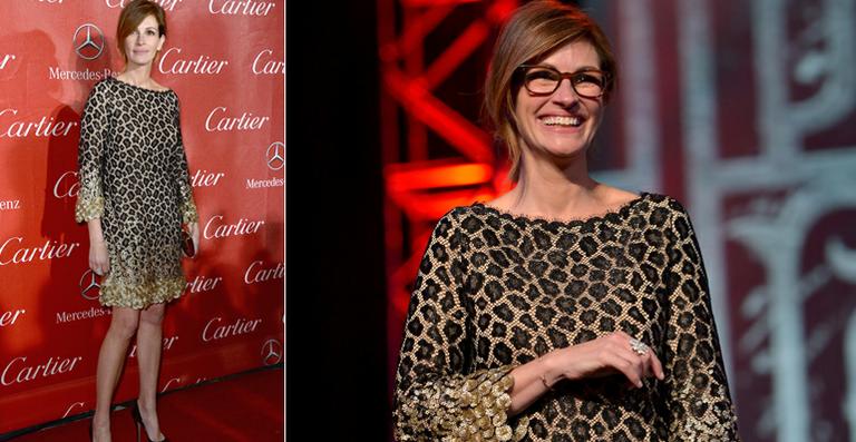 Julia Roberts investe no animal print em premiação. Veja outros looks