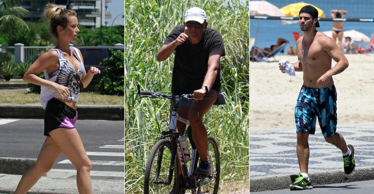 Juliana Didone e vários famosos praticam exercícios em praias do Rio