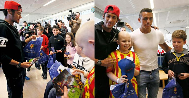 Neymar e Alexis Sánchez animam crianças atendidas por hospital