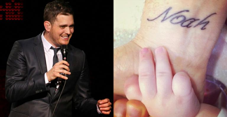 Michael Bublé faz tatuagem com o nome do filho, Noah