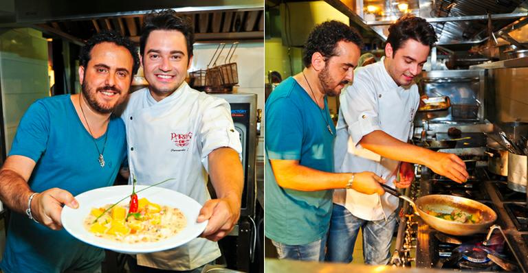 Sertanejo Fernando cozinha ao lado de chef em bistrô