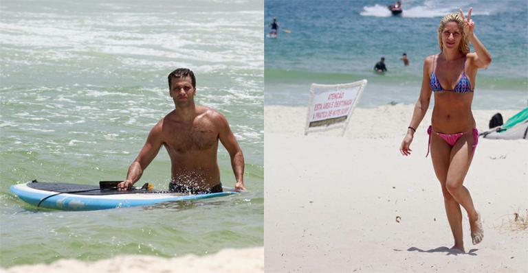 Bruno Gagliasso e Giovanna Ewbank em dia de praia na Barra da Tijuca