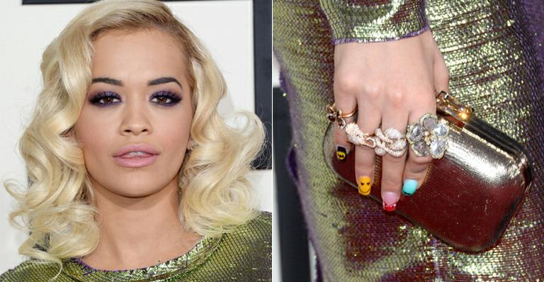 Rita Ora ousa e aposta em cores e desenhos variados para decorar as unhas