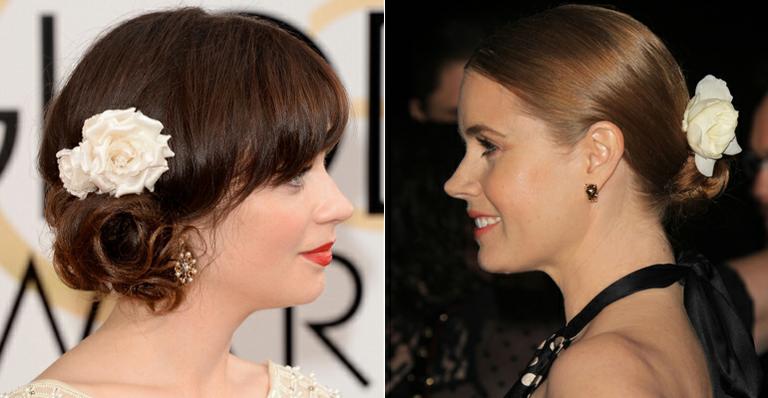 Flor na cabeça: veja como Amy Adams e Zooey Deschanel usam o acessório