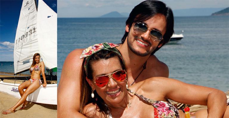 Solange Frazão ganha viagem de presente de um ano de namoro