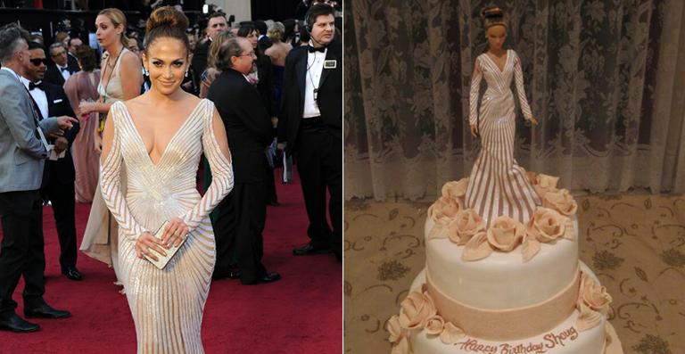 Fã cria bolo inspirado em look de Jennifer Lopez no Oscar