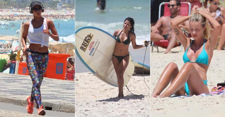 Famosas aproveitam sábado de sol e calor no Rio para cuidar do corpo