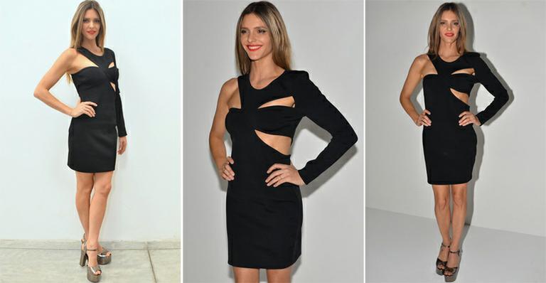 Fernanda Lima usa vestido com recortes geométricos e deixa o visual moderno e sensual