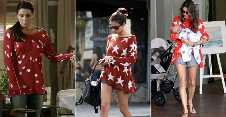 Giovanna Antonelli usa suéter vermelho e repete look de Selena Gomez e mais famosas