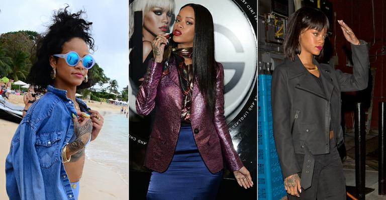 Rihanna exibe novo visual com franja e cabelo na altura do ombro