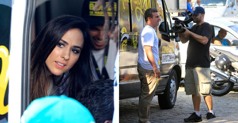 Tatá Werneck grava com Luciano Huck no Rio de Janeiro