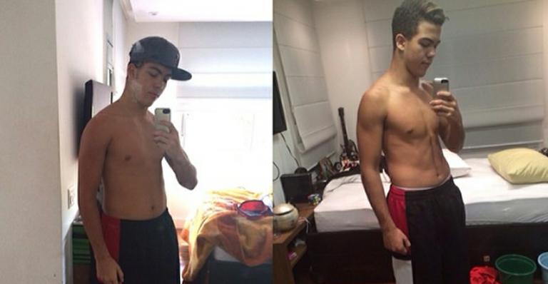 Filho de Ronaldo, Ronald exibe barriga tanquinho em foto ‘antes e depois’
