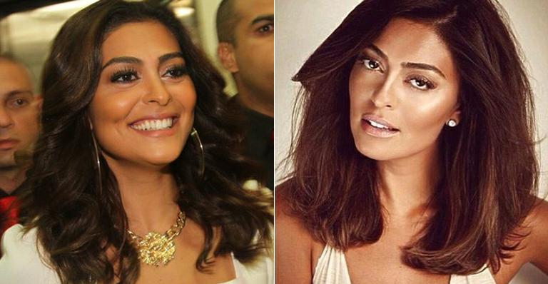 Juliana Paes muda o visual com corte de cabelo de comprimento médio e mechas