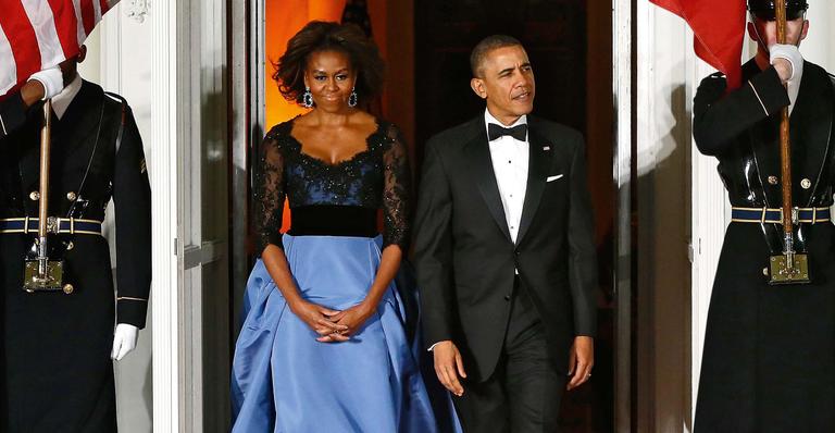 Casal Obama em jantar de gala com o presidente francês, François Hollande