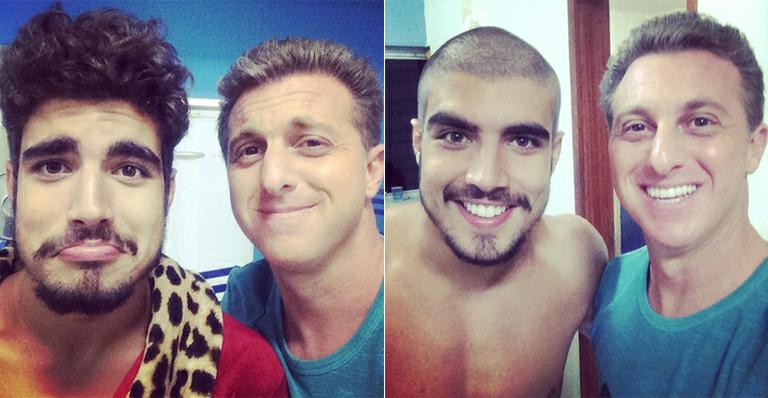 Caio Castro fica careca e mostra o novo visual com Luciano Huck