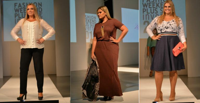 Desfiles plus size mostram roupas de cintura marcada que valorizam a silhueta