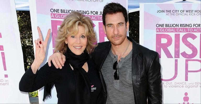 Jane Fonda e Dylan McDermott participaram de encontro sobre violência contra a mulher