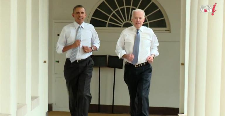Barack Obama faz exercícios na Casa Branca com o vice-presidente