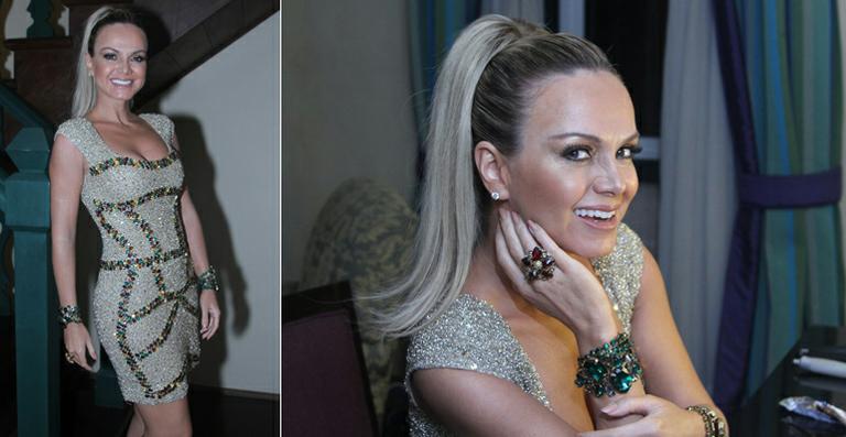Eliana usa look justo e cabelo comprido no SBT Folia