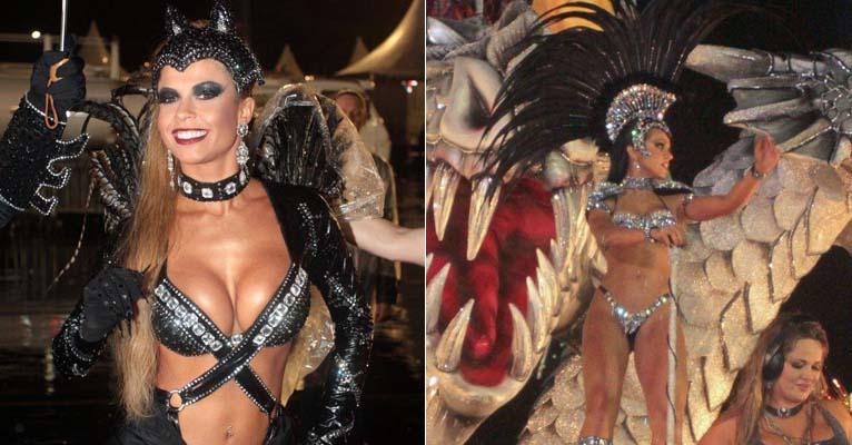Dai Macedo e Cacau Colucci exibem boa forma no desfile da Dragões da Real