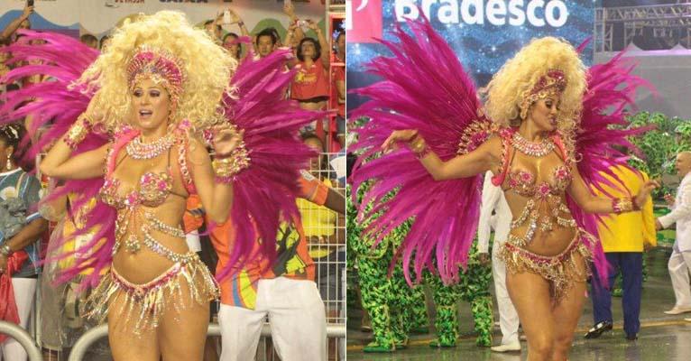 Lívia Andrade esbanja simpatia em desfile da Acadêmicos da Tucuruvi