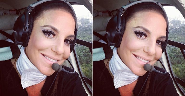 Ivete publica foto no helicóptero a caminho do trio: ‘To chegando’
