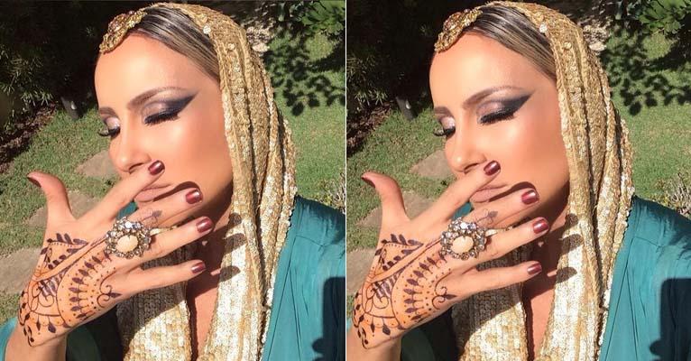Claudia Leitte mostra maquiagem indiana de seu segundo dia de bloco