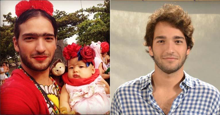 Humberto Carrão se fantasia de Frida Kahlo em bloco de rua no Carnaval