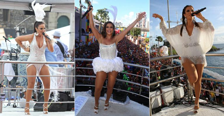 Ivete apostou em figurinos brancos e cheios de glamour; veja os looks da cantora no carnaval