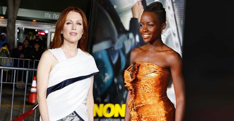 Julianne Moore e Lupita Nyong’o roubam a cena na première do longa ‘Sem Escalas’