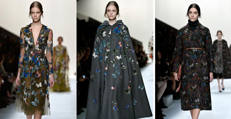 Valentino abusa dos pássaros e das borboletas nas estampas de seu desfile na Semana de Moda de Paris