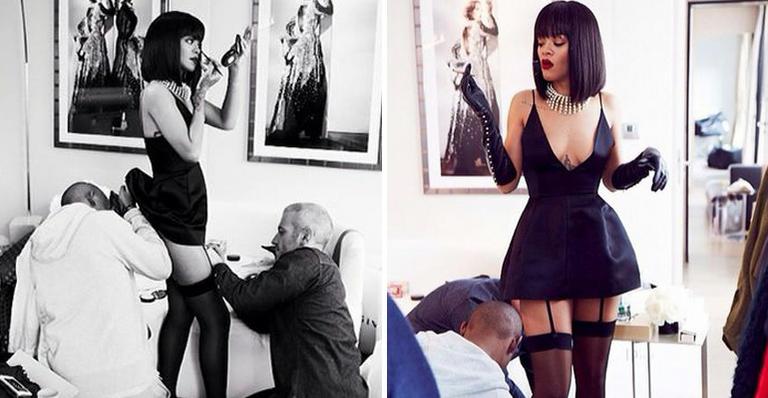 Rihanna registra o toque final antes de assistir desfile na Paris Fashion Week
