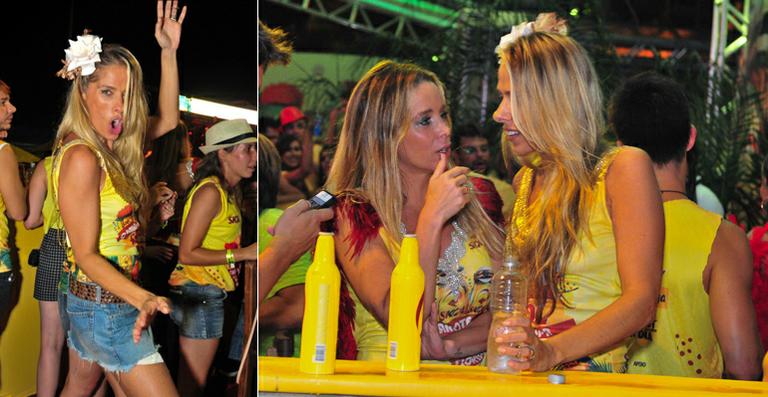 Adriane Galisteu dança Lepo Lepo em camarote com Danielle Winits