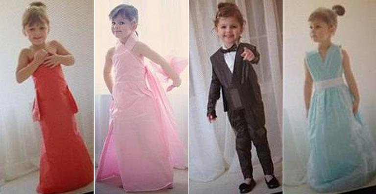 Com ajuda da mãe, garotinha faz sucesso na web desfilando looks de papel