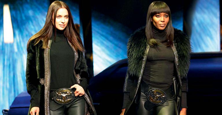 Irina Shayk e Naomi Campbell exibem charme na cat walk da semana de moda de Milão