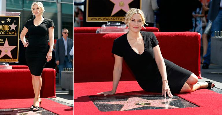 Em 1ª aparição após dar à luz, Kate Winslet recebe estrela na Calçada da Fama