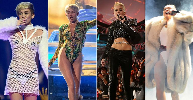 De transparência a estampa de maconha; veja figurinos de Miley Cyrus