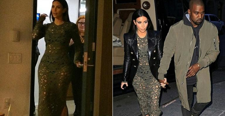 Kim Kardashian ressalta curvas em vestido transparente e jaqueta de 10 mil reais