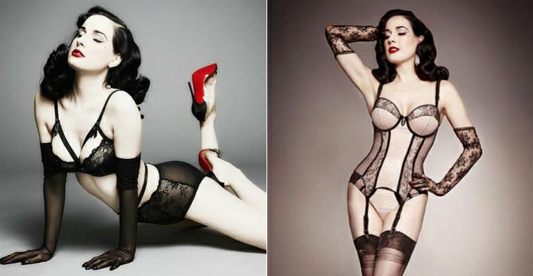 Com aspecto retrô, Dita Von Teese lança coleção de lingerie nos EUA