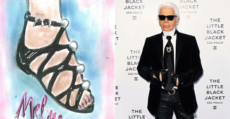 Sandália desenhada por Karl Lagerfeld será desfilada na SPFW. Veja o croqui