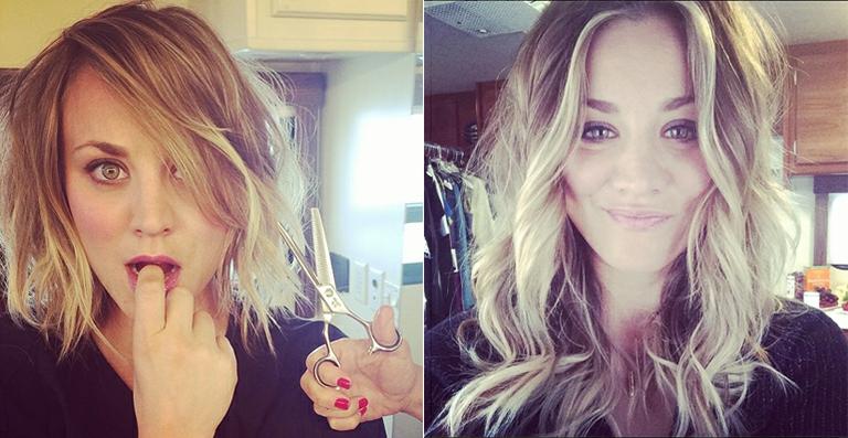 Kaley Cuoco aparece com corte chanel em seu look