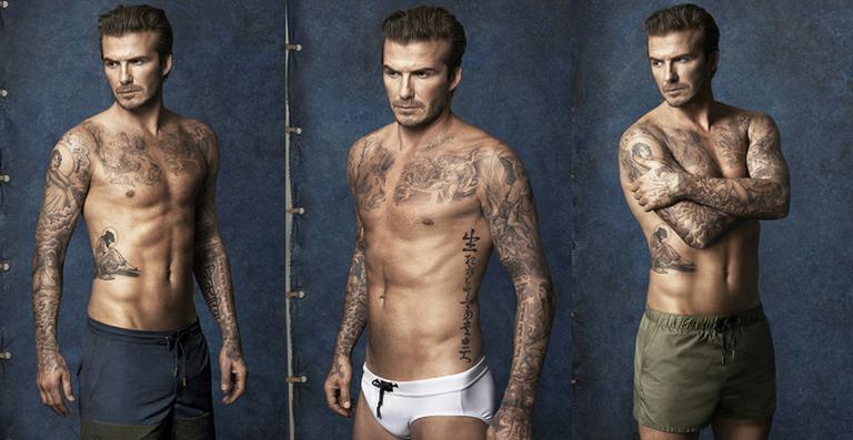 David Beckham mostra corpo sarado em ensaio de sunga