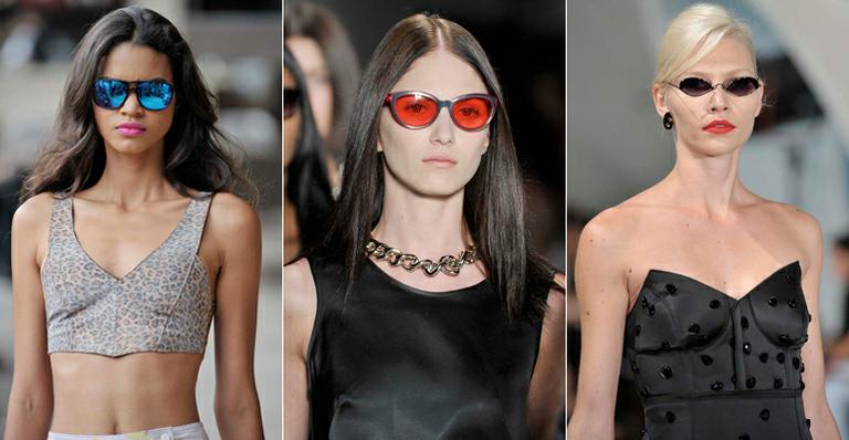 Óculos de lentes espelhadas e coloridas são destaque na SPFW. Veja modelos
