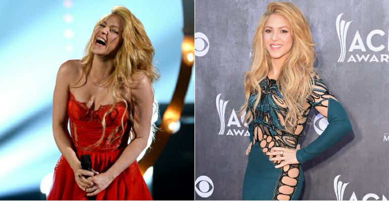 Shakira escolhe look ousado para red carpert e canta de camisola em prêmio country