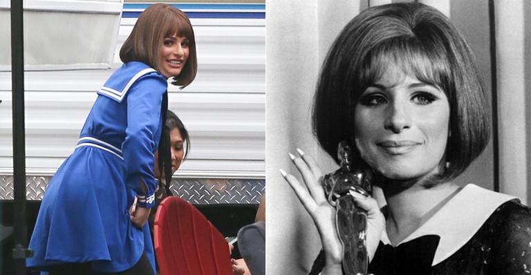 Lea Michele repete visual de Barbra Streisand da década de 60 em gravação do ‘Glee’
